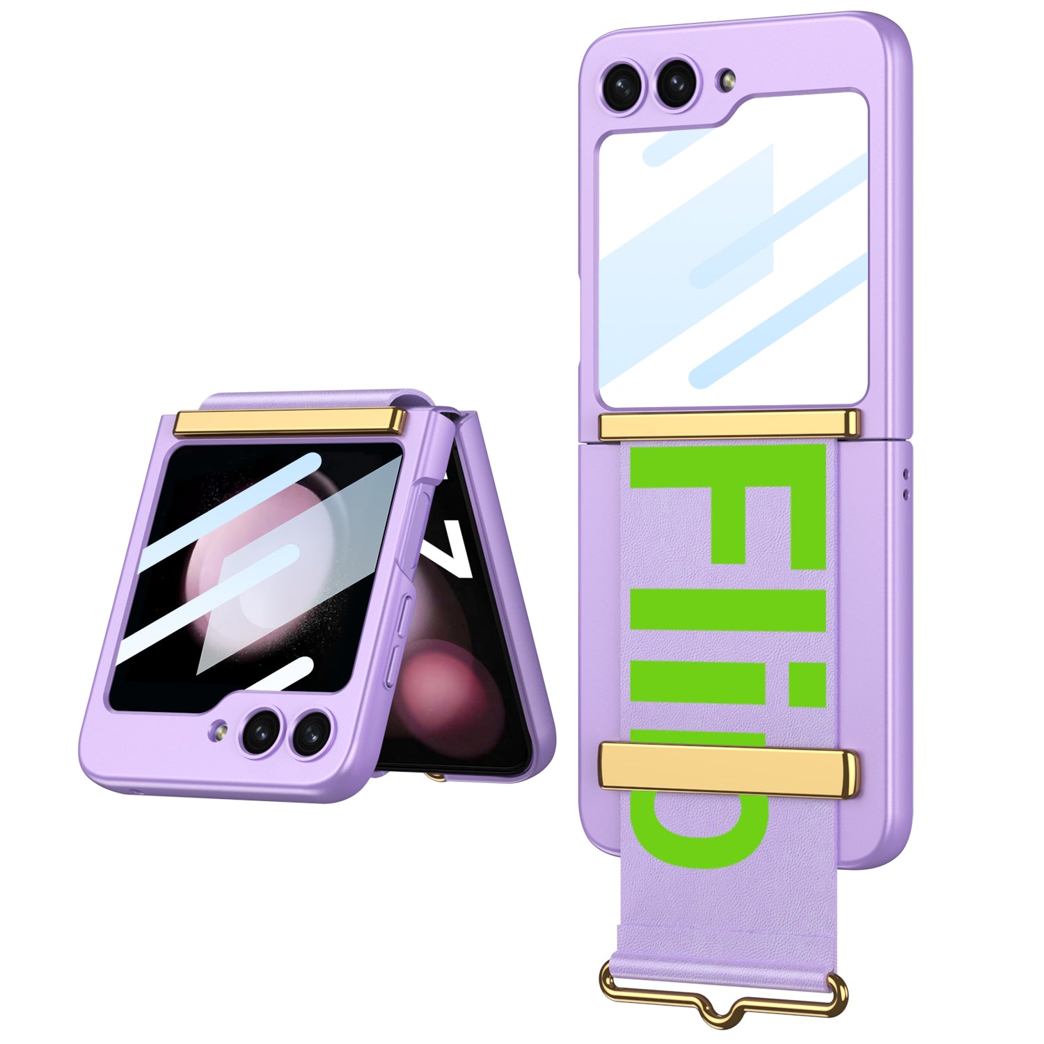 GKK For Samsung Galaxy Z Flip5 5G PC Ultra-Thin Case Wrist Band Kickstand Phone Cover with Tempered Glass Small Screen Film GKK For Samsung Galaxy Z Flip5 5G PC Ultra-Thin Case Wrist Band Kickstand Phone Cover with Tempered Glass Small Screen Film